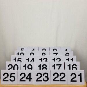 Wedding Table Numbers 1-25 White Plastic Tent Signs for Reception‎ Restaurant